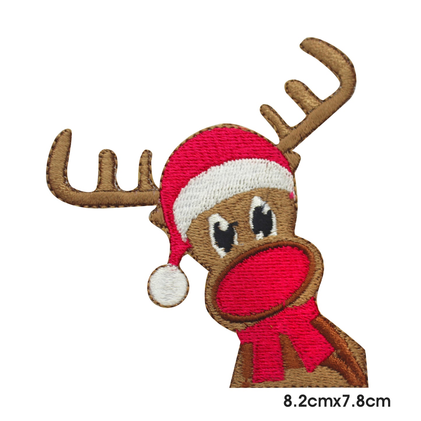 Reindeer With Hat Christmas Patch Iron on Sew on Embroidered Patch/Badge.