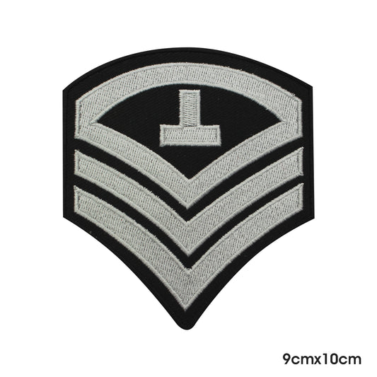 Parche blanco con tira del ejército para planchar y coser, insignia para ropa.