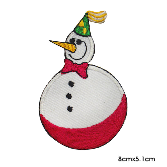 Bonhomme de neige avec nez pointu Patch de Noël thermocollant à coudre sur patch/badge brodé