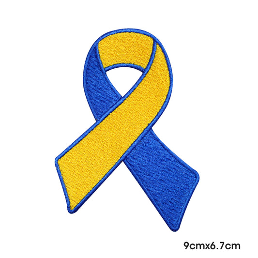 Ribbon blue/Gold Patch Iron on Sew on Patch Badge For Clothes.