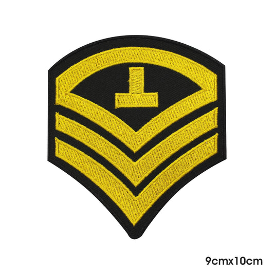 Parche dorado con tira del ejército para planchar y coser, insignia para ropa.