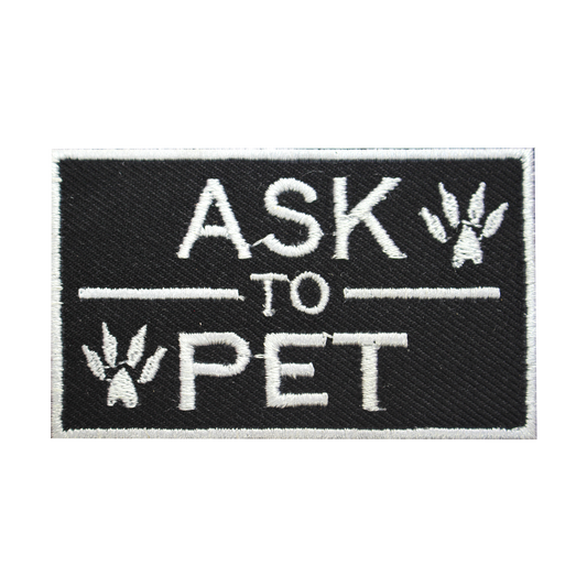 ASK TO PET Words Slogan Letters Logo Sew On Patch Badge