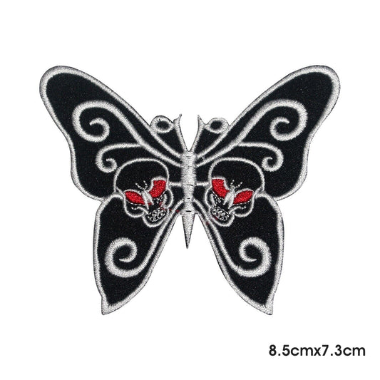 Parche MARIPOSA NEGRO para planchar y coser, insignia para ropa.