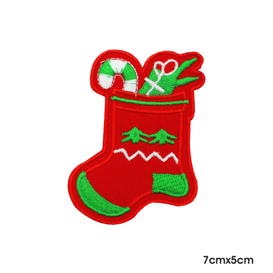 Christmas Socks Patch Iron on Sew on Embroidered Patch/Badge.