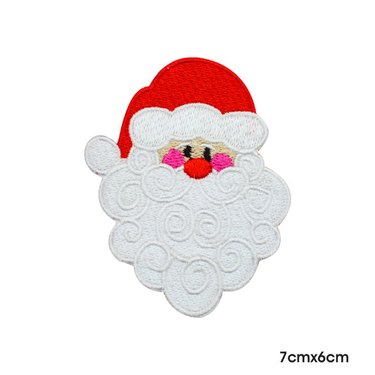 Santa With Beard Patch Iron on Sew on Embroidered Patch/Badge.