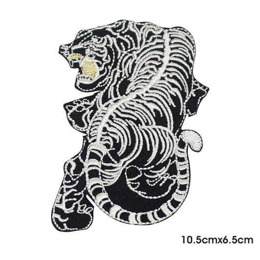 Parche negro de tigre para planchar y coser, insignia para ropa.