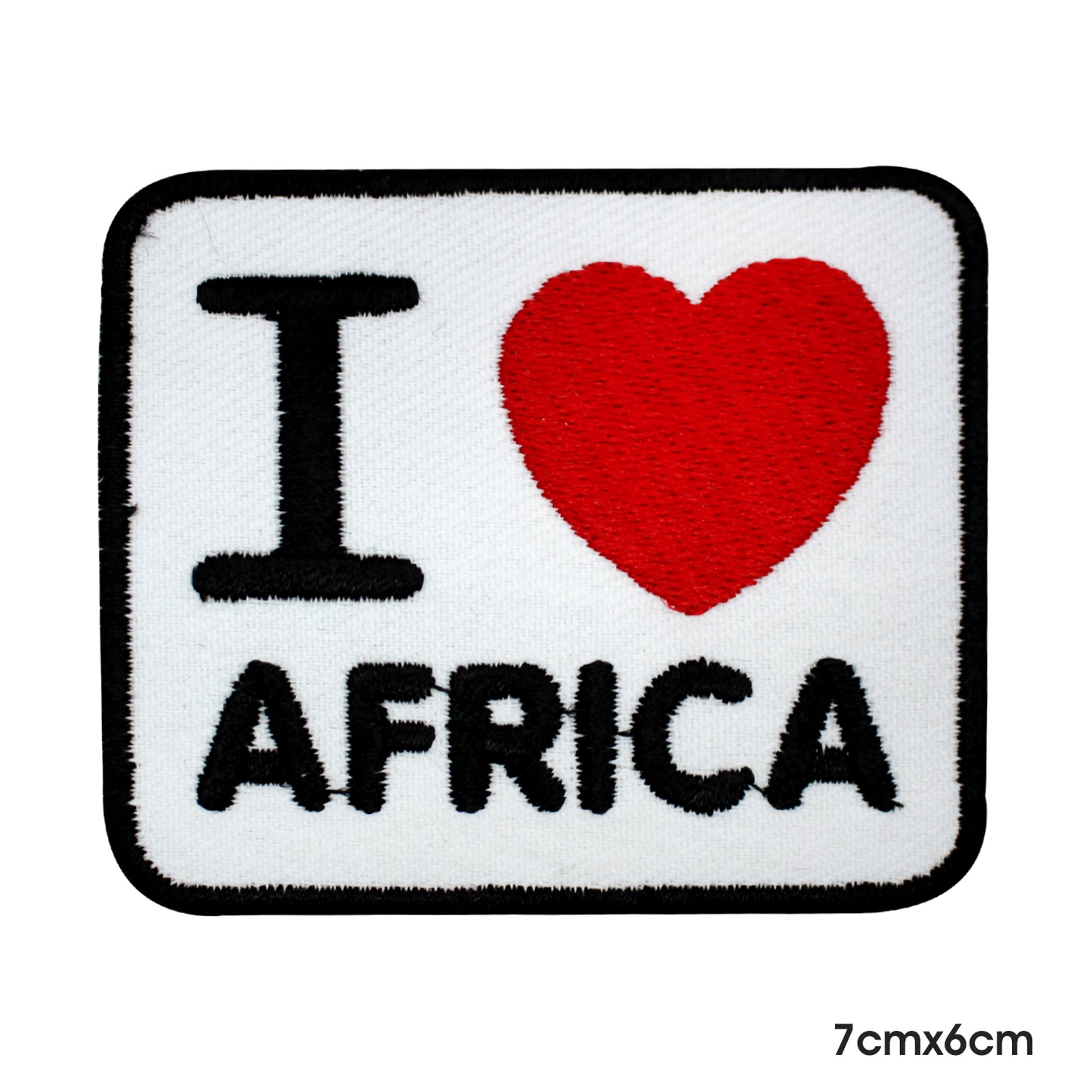 Patch thermocollant I Love Africa à coudre sur badge pour vêtements.