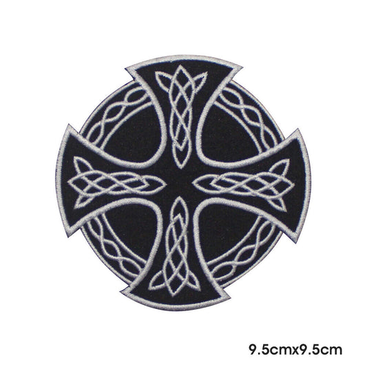 Viking Cross Circle Logo Patch thermocollant à coudre sur patch pour vêtements.