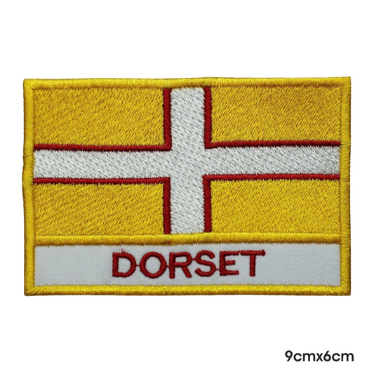 DORSET County Flag With Name Patch Iron on Sew on Patch Badge For Clothes.