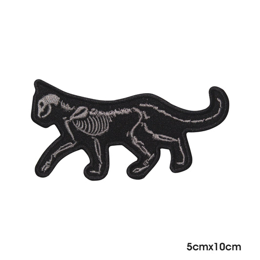 Skeleton Cat Halloween Logo Patch Iron on Sew on Patch Badge For Clothes.