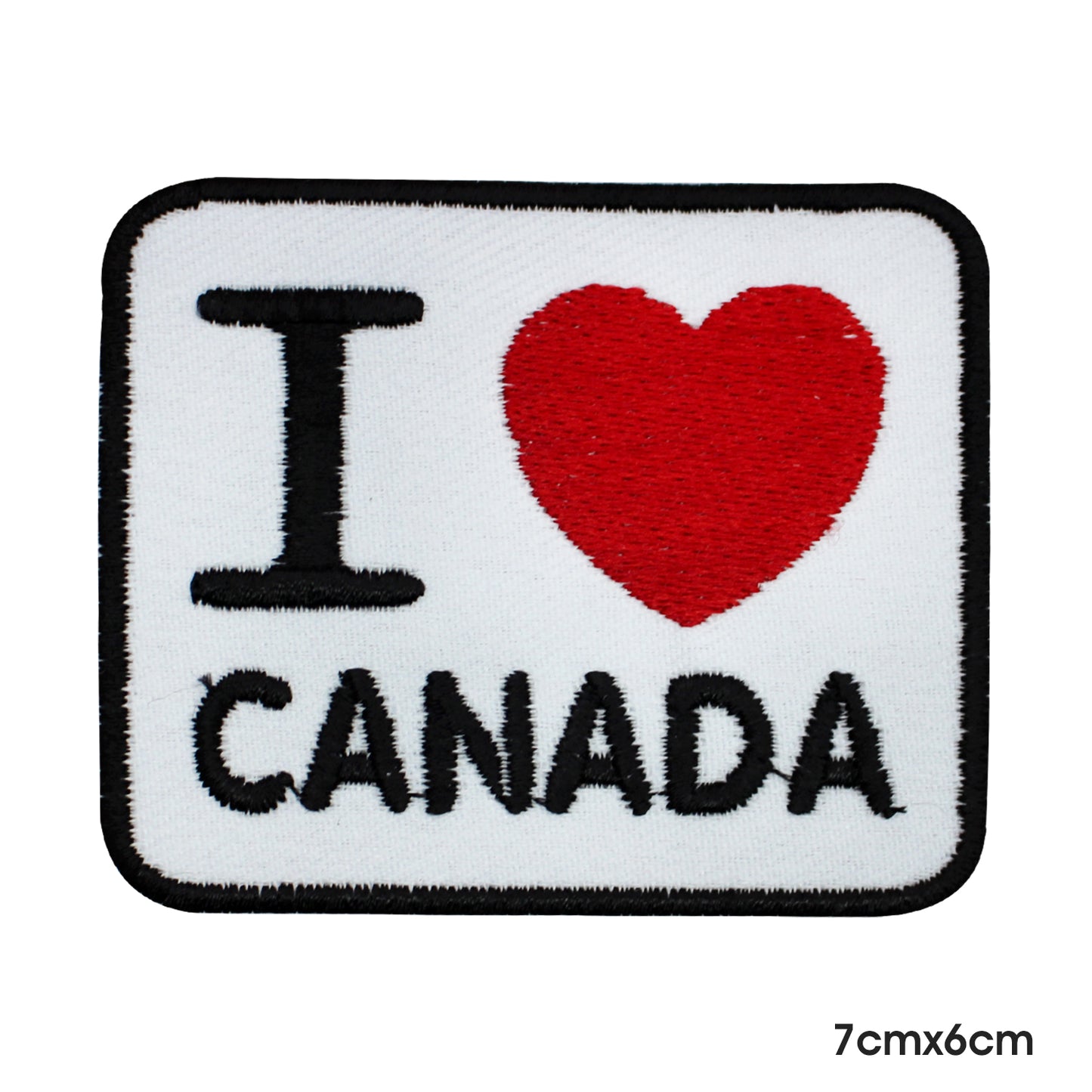 Patch thermocollant I Love Canada à coudre sur badge pour vêtements.