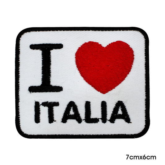 Patch I Love Italia thermocollant à coudre pour vêtements.