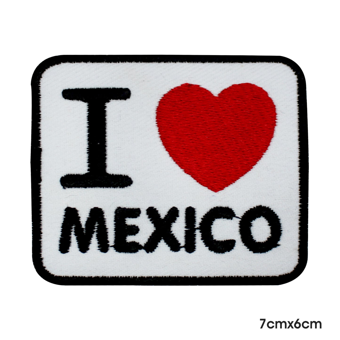 Patch thermocollant « I Love Mexico » à coudre pour vêtements.