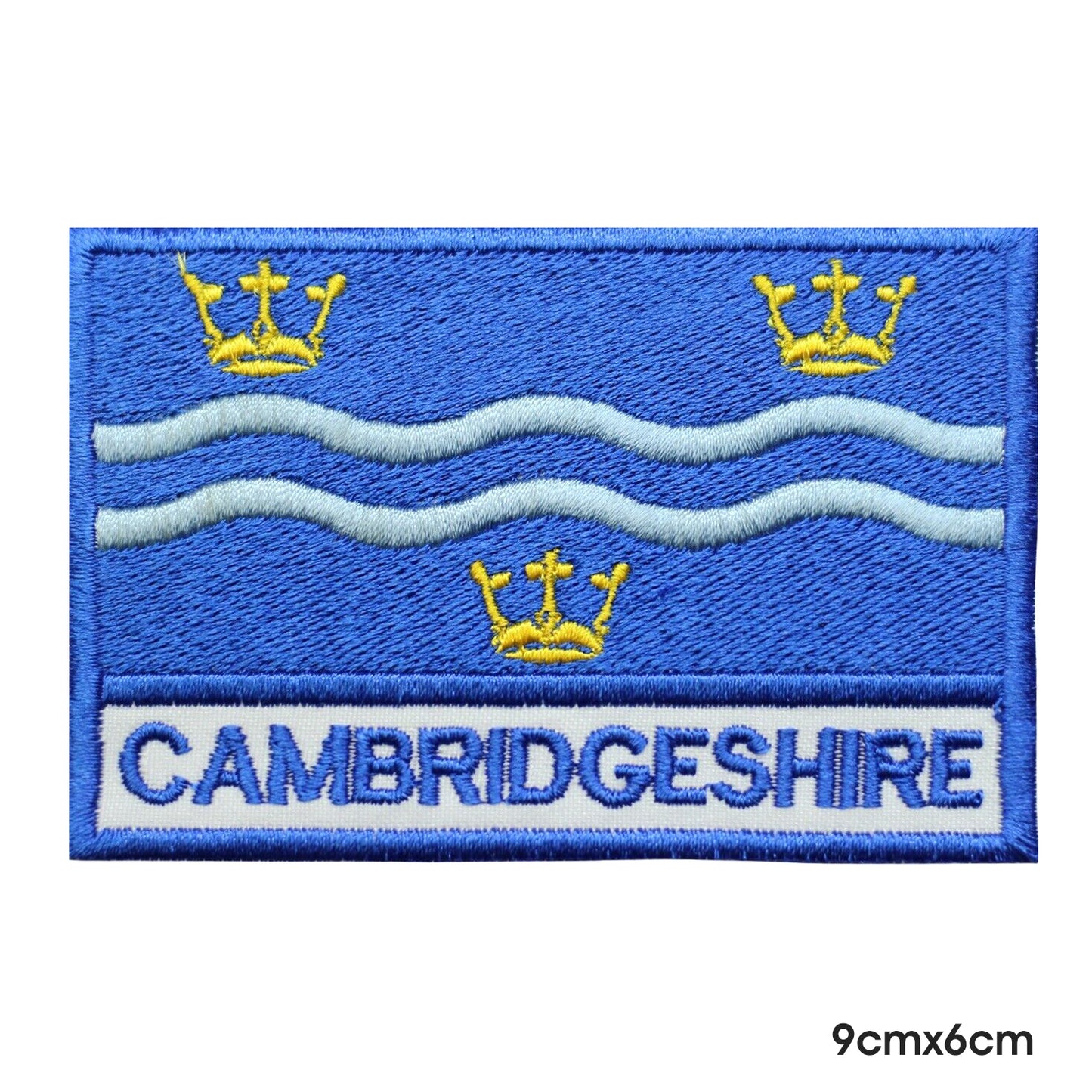 CAMBRIDGESHIRE County Flag With Name Patch Iron on Sew on Patch Badge For Clothes.