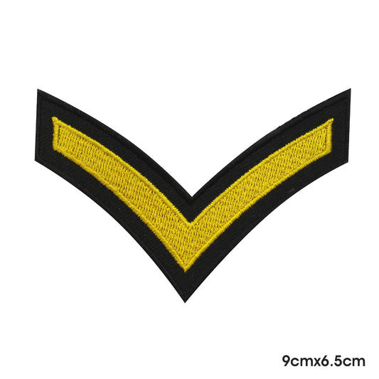 Parche dorado con tira del ejército para planchar y coser, insignia para ropa.