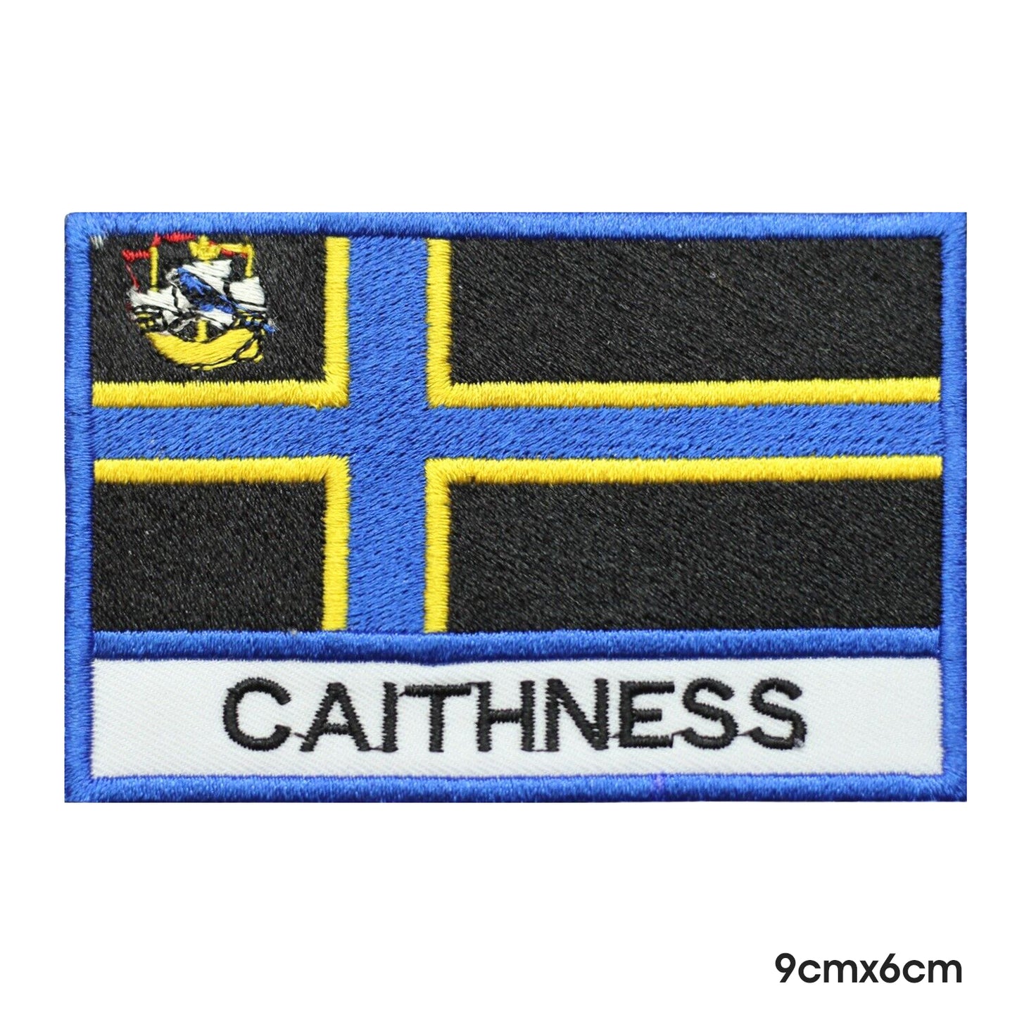 CAITHNESS County Flag With Name Patch Iron on Sew on Patch Badge For Clothes.