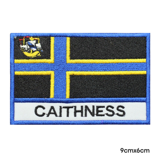 Drapeau du comté de CAITHNESS avec nom, patch thermocollant à coudre pour vêtements.