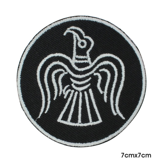 Parche de círculo vikingo de halcón para planchar y coser, insignia para ropa.