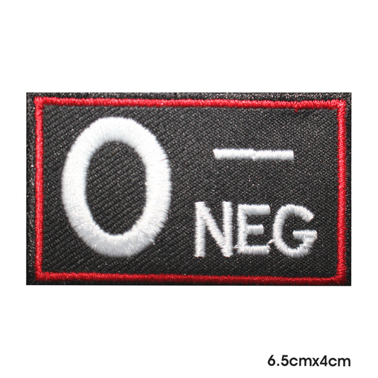 O Negative Square Patch Iron on Sew on Patch Badge For Clothes.