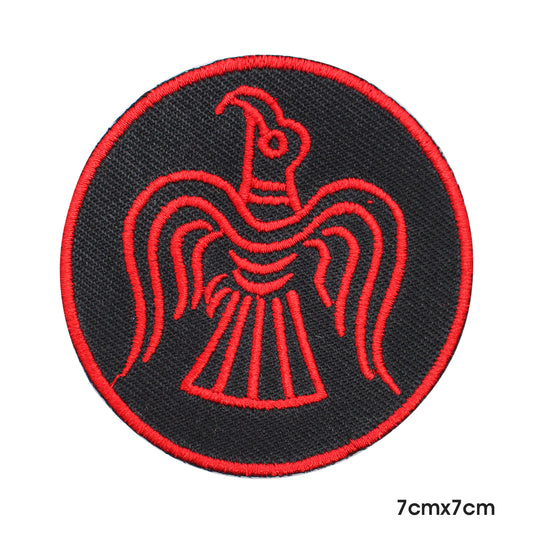 Parche de círculo vikingo de halcón para planchar y coser, insignia para ropa.