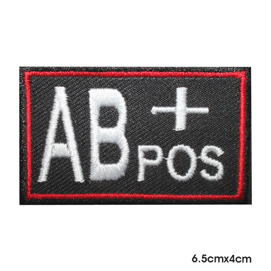 AB Positive Square Patch Iron on Sew on Patch Badge For Clothes.