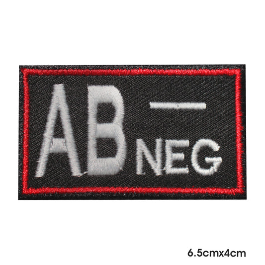 AB Negative Square Patch Iron on Sew on Patch Badge For Clothes.