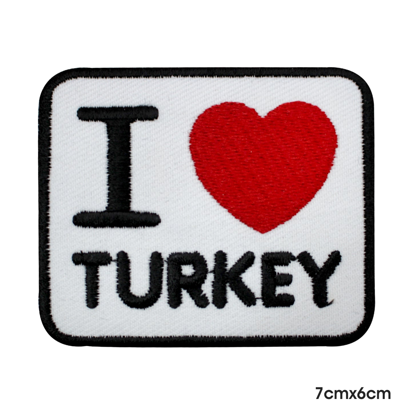 Patch thermocollant I Love Turkey à coudre sur badge pour vêtements.