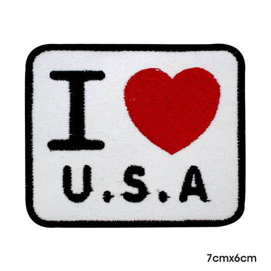 Patch thermocollant I Love USA à coudre sur badge pour vêtements.