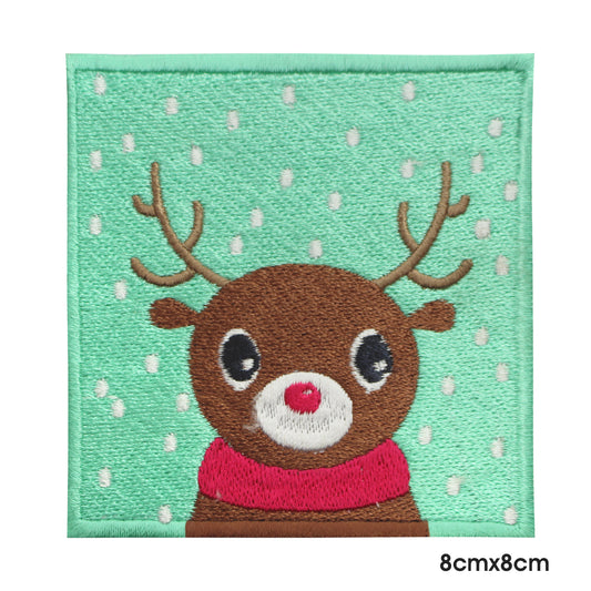 Reindeer Christmas Logo Patch Iron on Sew on Embroidered Patch/Badge.