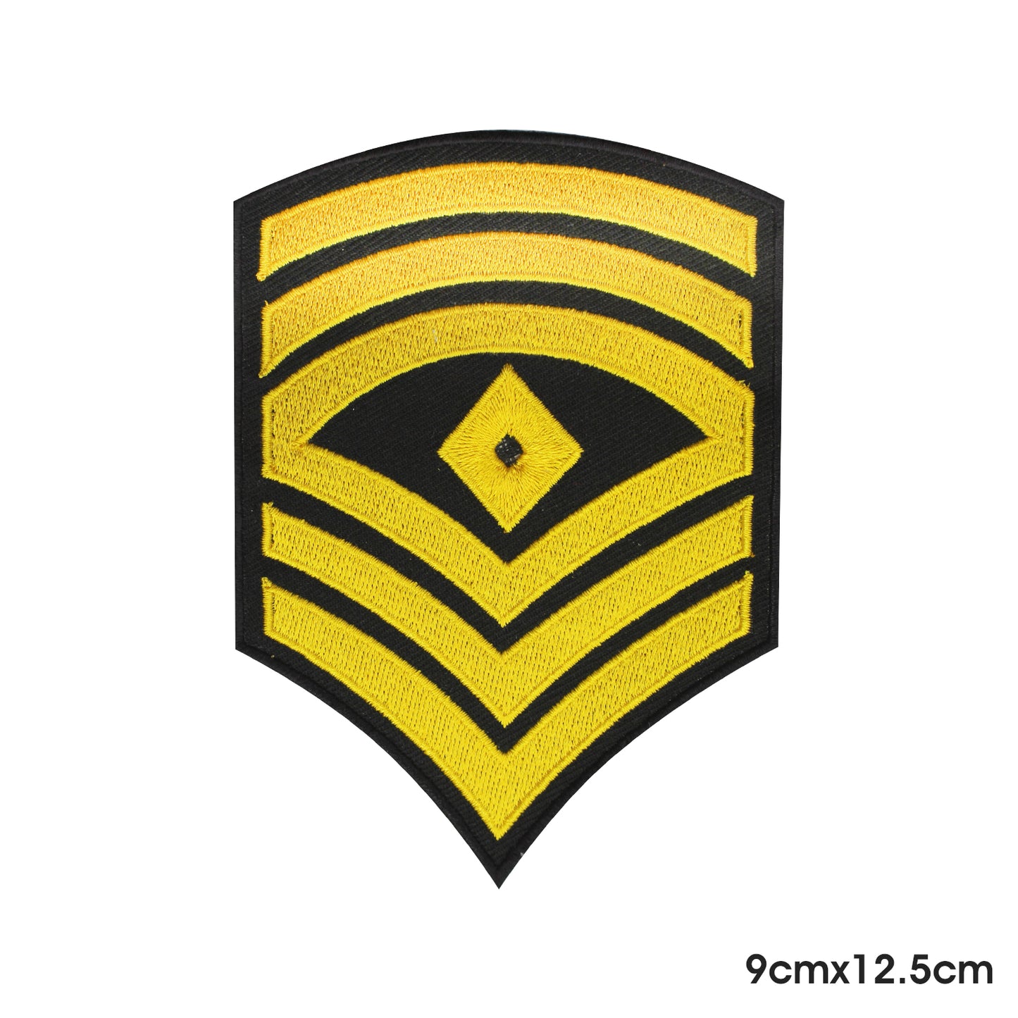 Parche dorado con tira del ejército para planchar y coser, insignia para ropa.