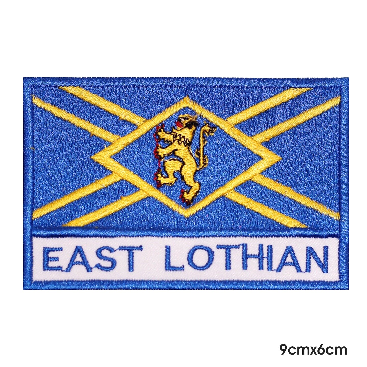 Drapeau du comté d'East Lothian avec nom, patch thermocollant à coudre sur badge pour vêtements.