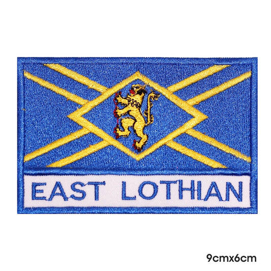 EAST LOTHIAN County Flag With Name Patch Iron on Sew on Patch Badge For Clothes.