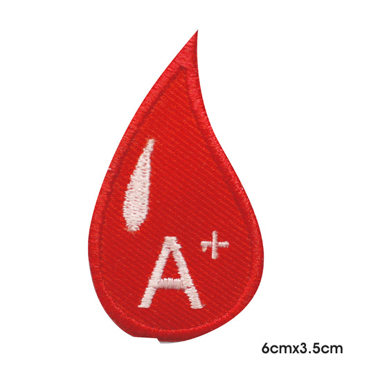 Parche de gota de sangre positiva para planchar y coser, insignia para ropa.