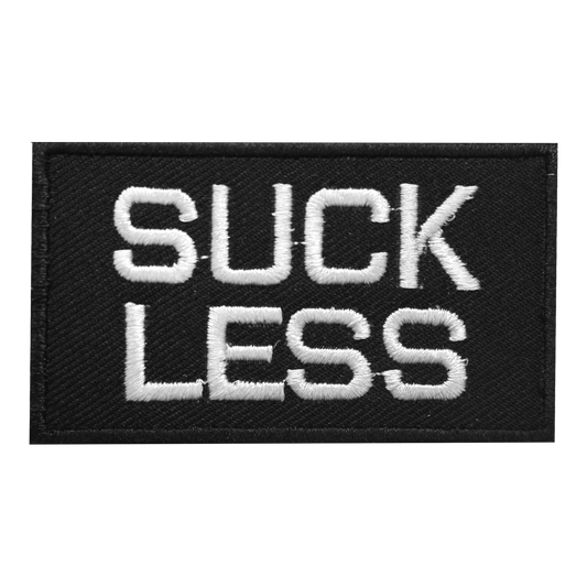 SUCK LESS Palabras Lema Letras Parche Coser en Parche Insignia