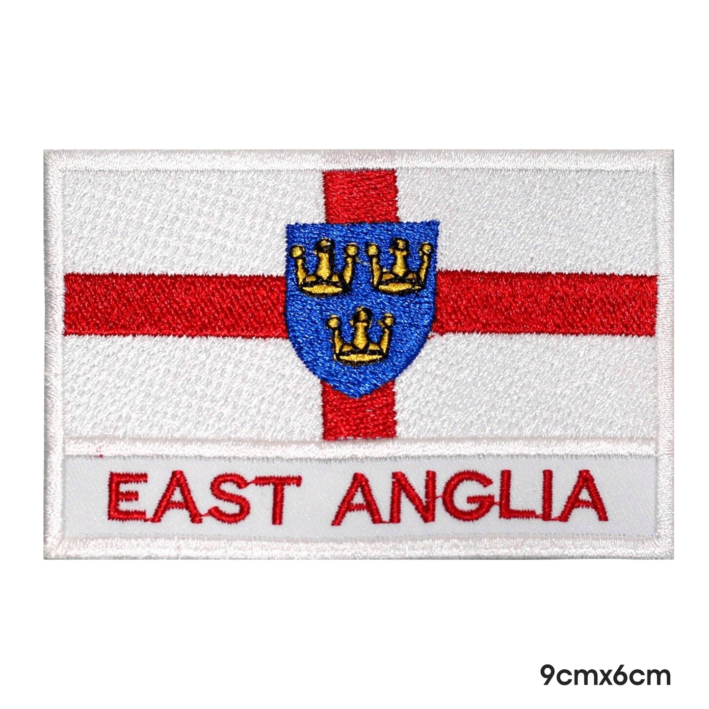 Drapeau du comté d'East Anglia avec nom, patch thermocollant à coudre sur badge pour vêtements.