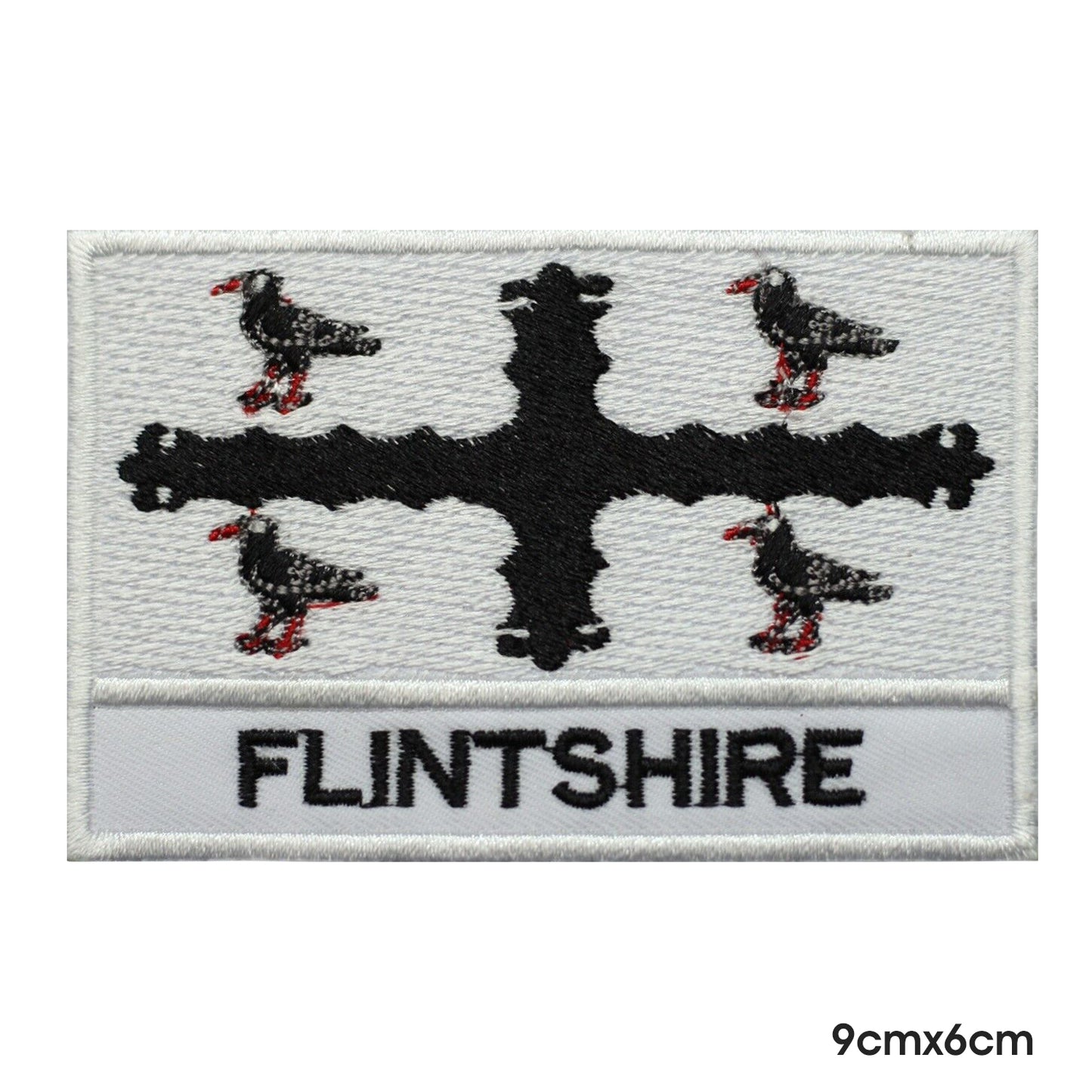 Bandera del condado de FLINTSHIRE con parche de bandera con nombre, parche para planchar y coser, insignia para ropa.