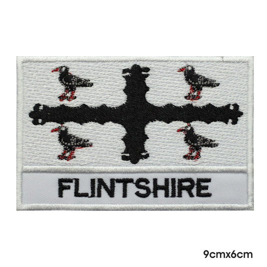 FLINTSHIRE County Flag With Name Flag Patch Iron on Sew on Patch Badge For Clothes.