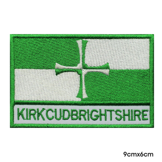 KIRKCUDBRIGHTSHIRE County Flag With Name Patch Iron on Sew on Patch Badge For Clothes.