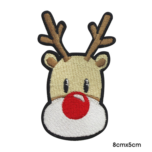 Reindeer Christmas Logo Patch Iron on Sew on Embroidered Patch/Badge.