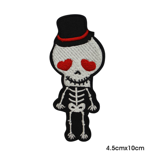 Cute Skeleton Boy Halloween Logo Patch Iron on Sew on Patch Badge For Clothes.