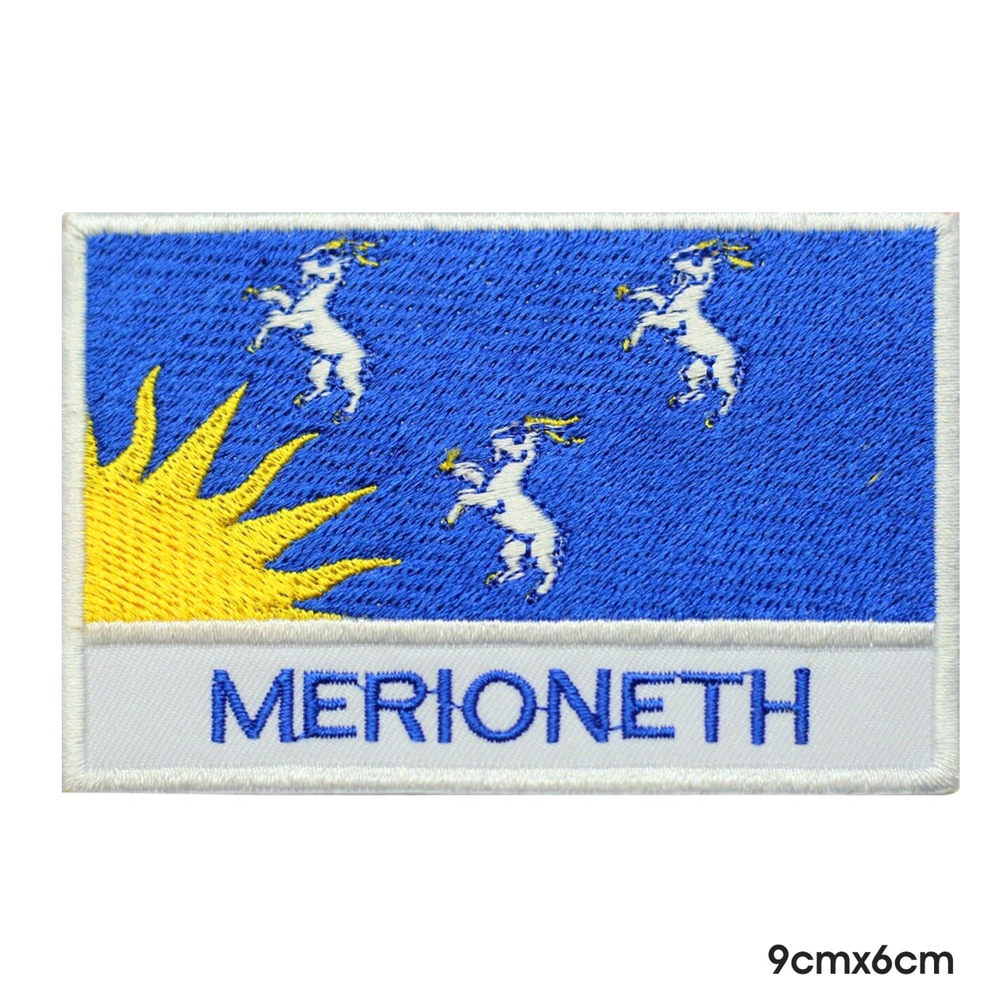 MERIONETH County Flag With Name Patch Iron on Sew on Patch Badge For Clothes.