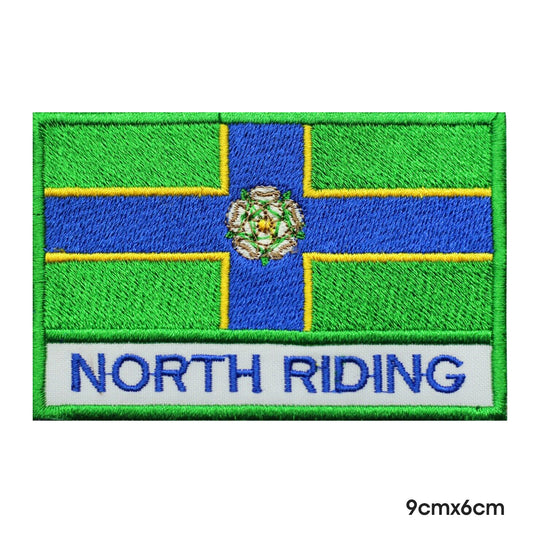 Drapeau du comté de NORTH RIDING avec nom, patch thermocollant à coudre sur badge pour vêtements.