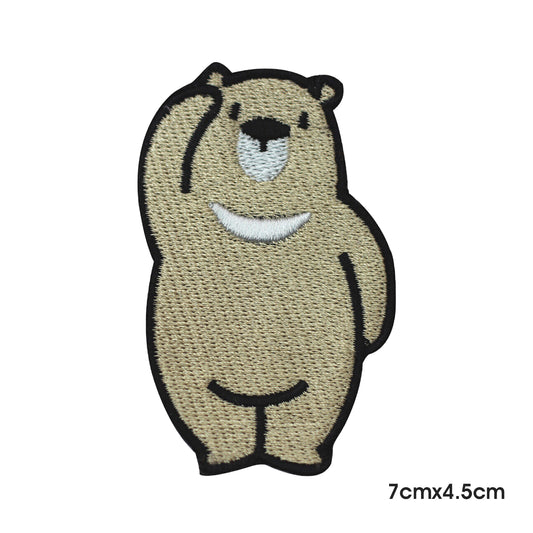 Cute Teddy Bear Grey Patch Iron on Sew on Patch Badge For Clothes.