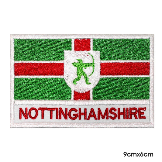 NOTTINGHAMSHIRE County Flag With Name Patch Iron on Sew on Patch Badge For Clothes.