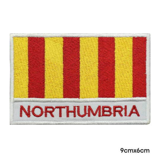 NORTHUMBRIA County Flag With Name Patch Iron on Sew on Patch Badge For Clothes.