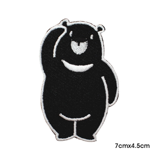 Cute Teddy Bear Black Patch Iron on Sew on Patch Badge For Clothes.