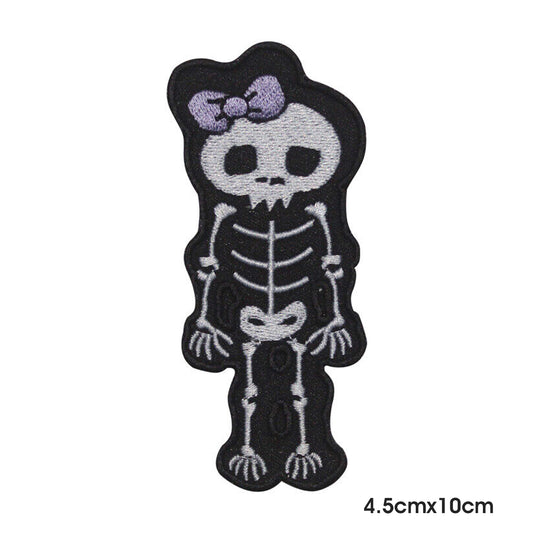 Cute Skeleton Girl Halloween Logo Patch Iron on Sew on Patch Badge For Clothes.