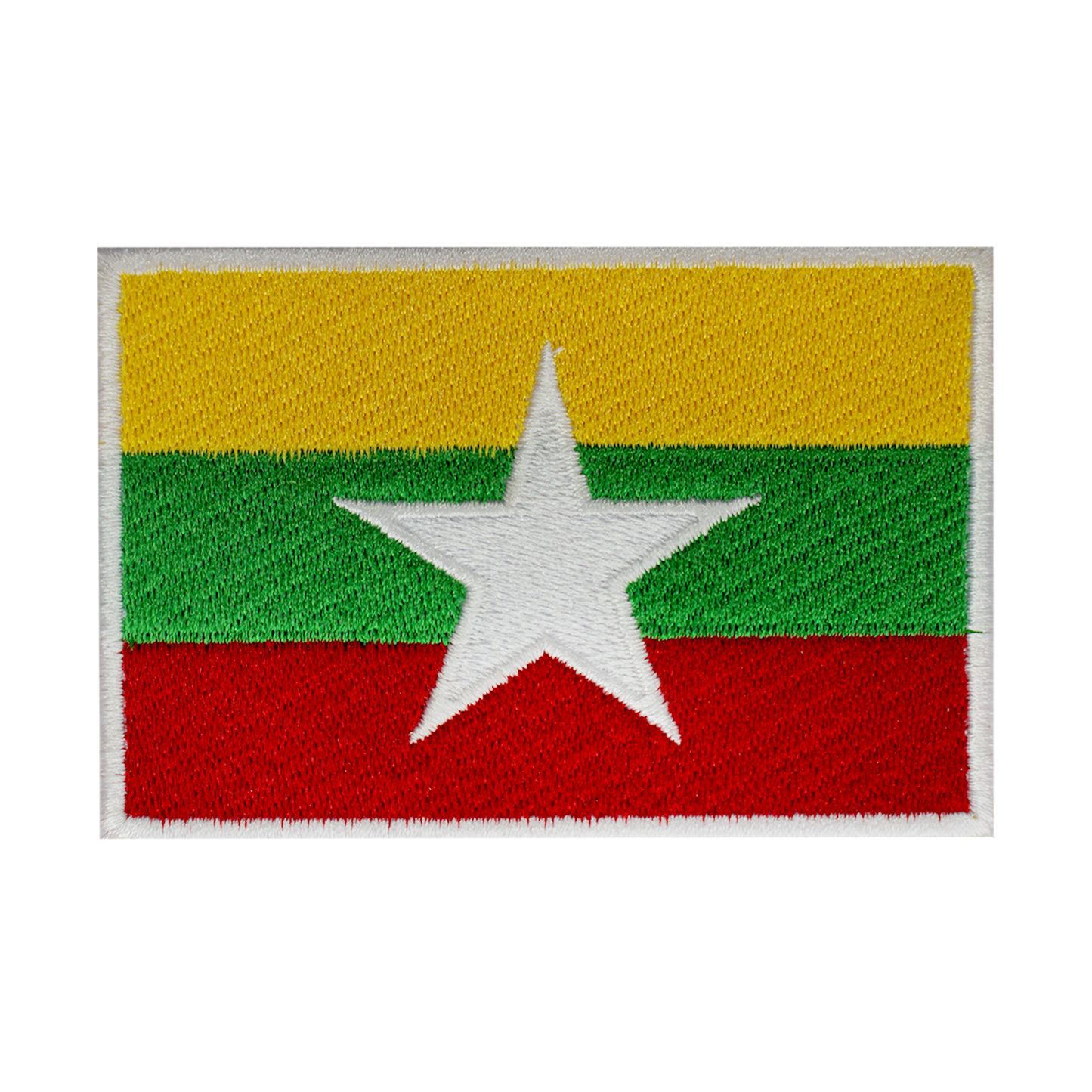 Parche de bandera nacional de Myanmar para planchar, parche para coser, parche bordado