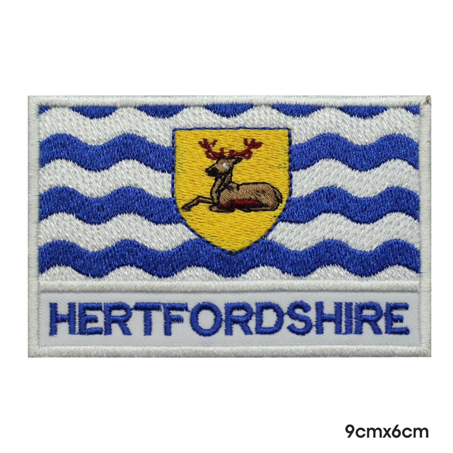 HERTFORDSHIRE County Flag With Name Patch Iron on Sew on Patch Badge For Clothes.