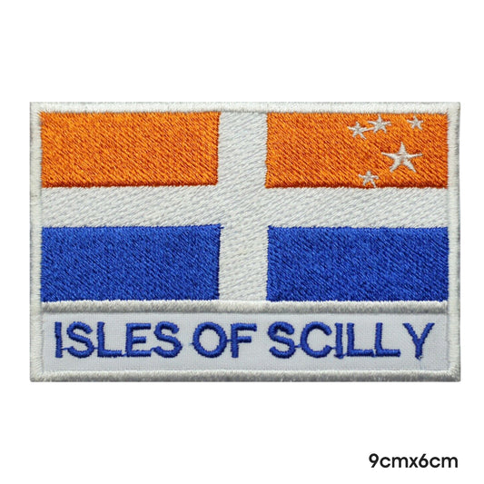 Drapeau du comté des îles SCILLY avec nom, patch thermocollant à coudre sur badge pour vêtements.